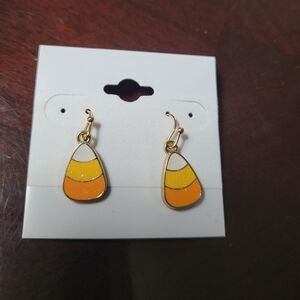 Hey Boo  enamel candy corn dangle earrings